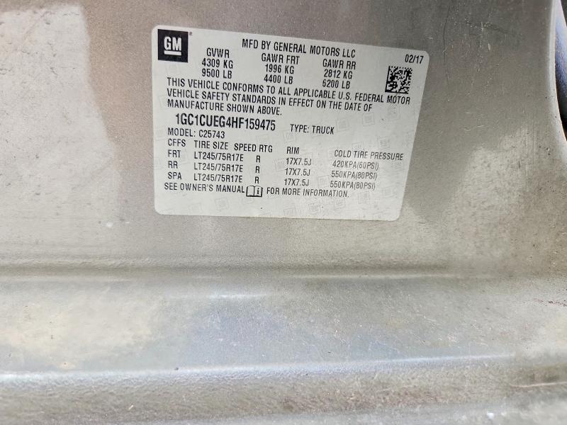 58901736 :رقم المزاد ، 1GC1CUEG4HF159475 vin ، 2017 Chevrolet Silverado مزاد بيع