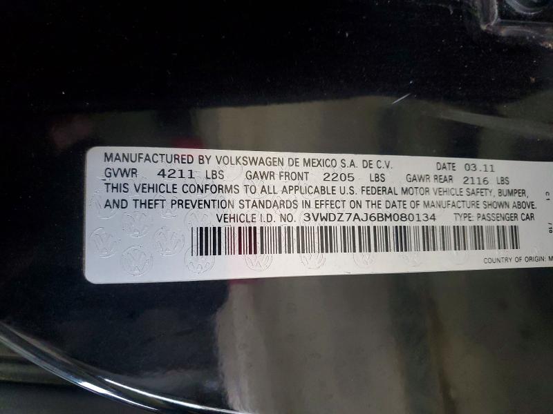 Aukcja sprzedaży 2011 Volkswagen Jetta, vin: 3VWDZ7AJ6BM080134, numer aukcji: 58296866
