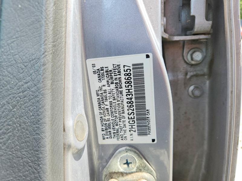Продажа на аукционе авто 2003 Honda Civic, vin: 2HGES26843H586857, номер лота: 57785596