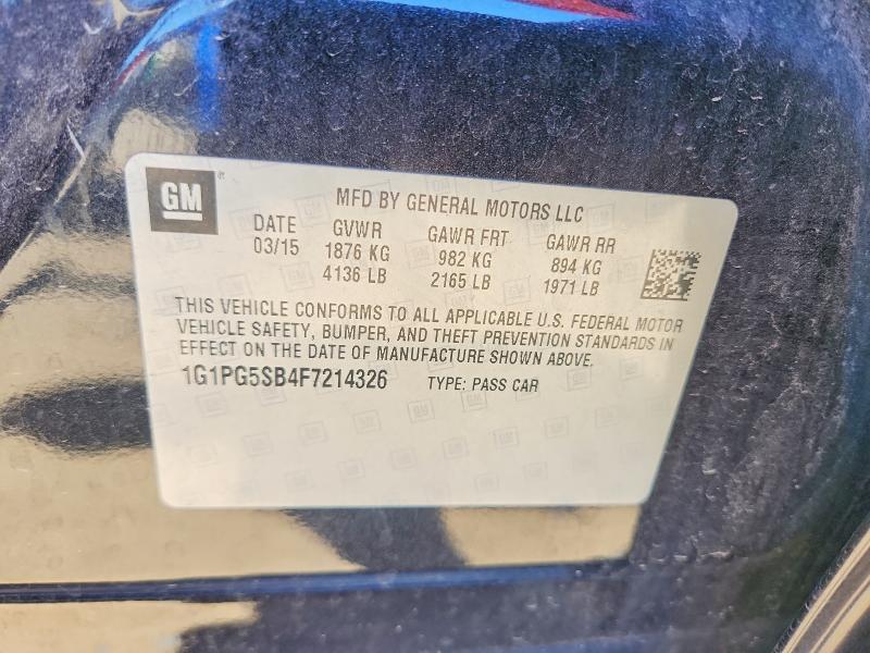 2015 Chevrolet Cruze მანქანა იყიდება აუქციონზე, vin: 1G1PG5SB4F7214326, აუქციონის ნომერი: 56116206