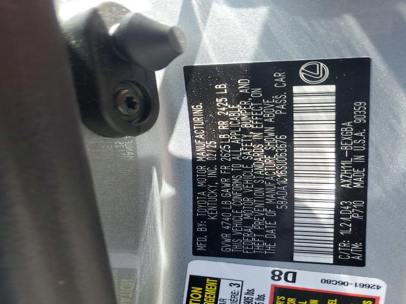 57051256 :رقم المزاد ، 58ADA1C16SU063676 vin ، 2025 Lexus Es 300h مزاد بيع