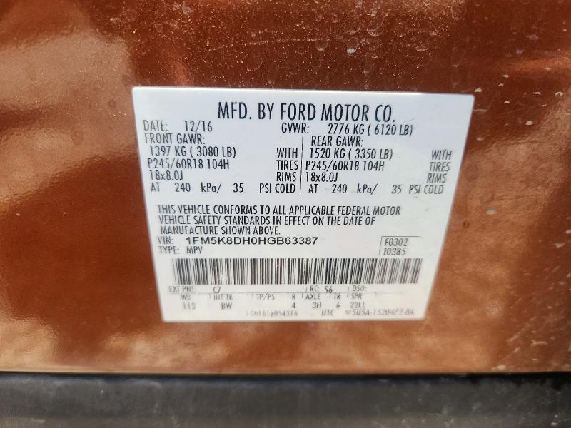 Aukcja sprzedaży 2017 Ford Explorer, vin: 1FM5K8DH0HGB63387, numer aukcji: 57875706