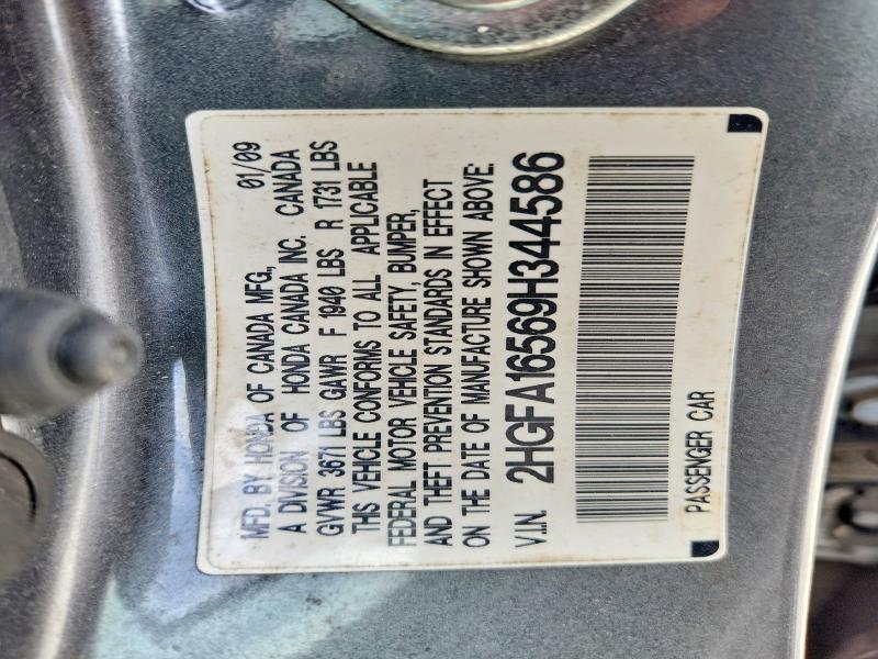 Auction sale of the 2009 Honda Civic, vin: 2HGFA16569H344586, lot number: 58567936