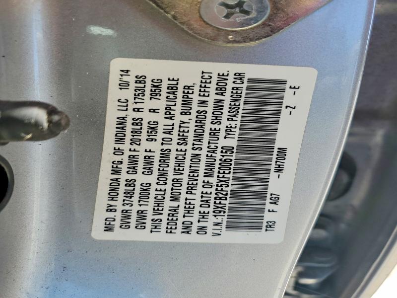 Aukcja sprzedaży 2015 Honda Civic, vin: 19XFB2F5XFE006150, numer aukcji: 55881996