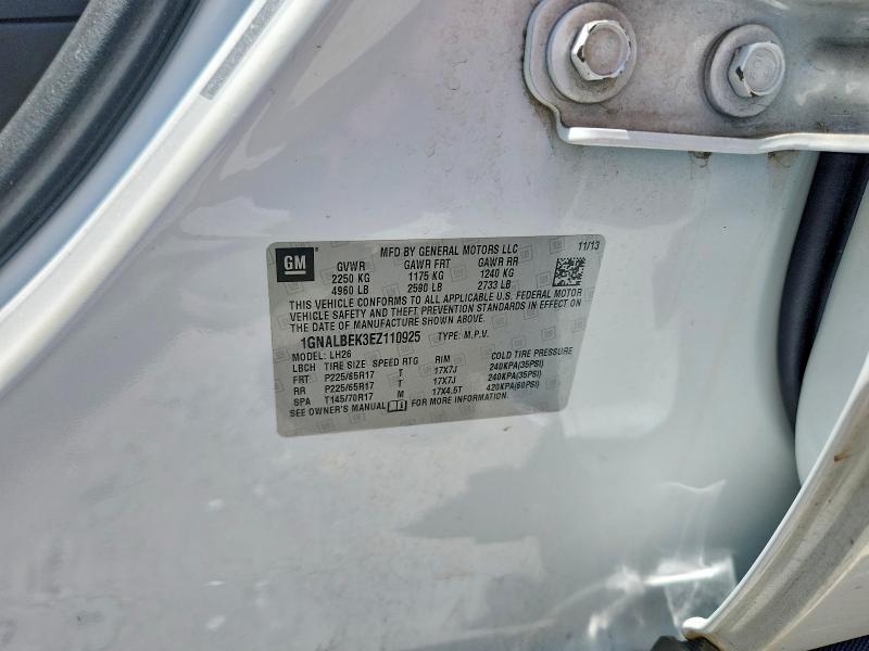 Aukcja sprzedaży 2014 Chevrolet Equinox, vin: 1GNALBEK3EZ110925, numer aukcji: 56401476