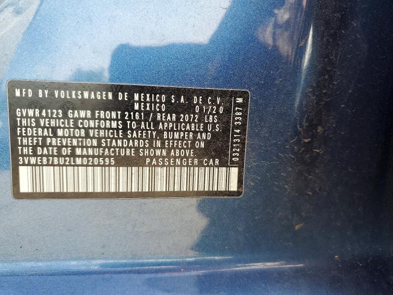 Aukcja sprzedaży 2020 Volkswagen Jetta, vin: 3VWEB7BU2LM020595, numer aukcji: 58920806