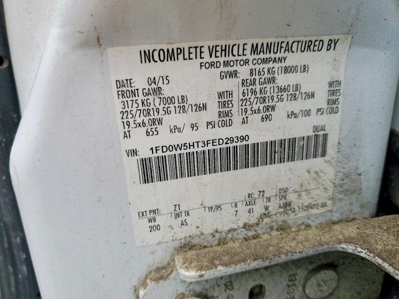 57361746 :رقم المزاد ، 1FD0W5HT3FED29390 vin ، 2015 Ford F550 مزاد بيع