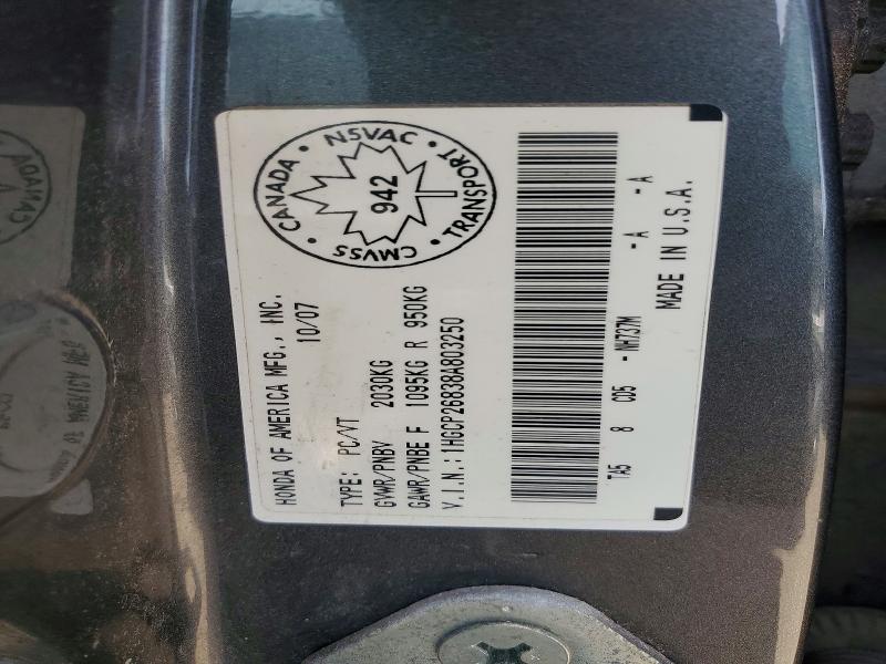 57466206 :رقم المزاد ، 1HGCP26838A803250 vin ، 2008 Honda Accord مزاد بيع