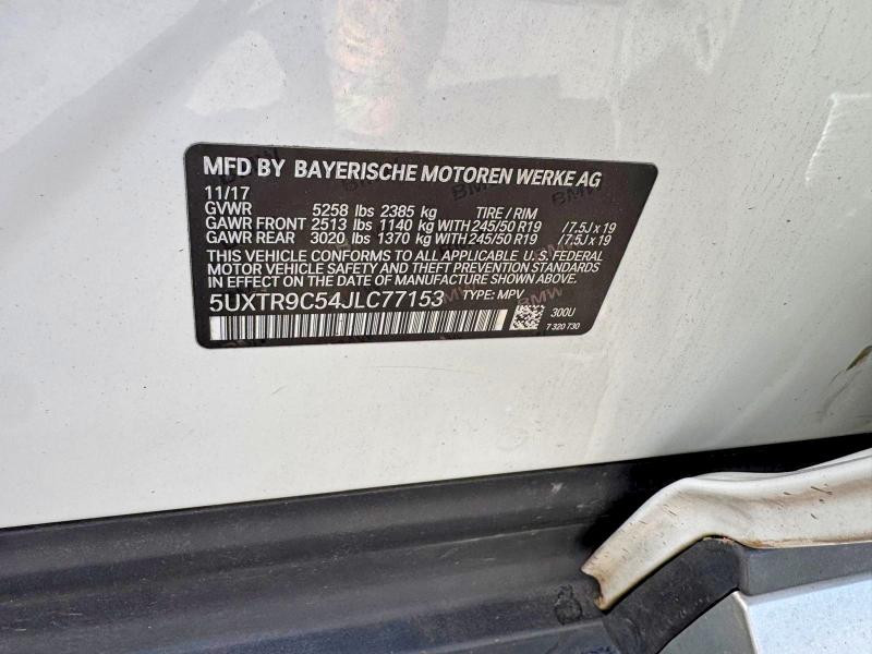 Продаж на аукціоні авто 2018 Bmw X3, vin: 5UXTR9C54JLC77153, номер лоту: 57612106