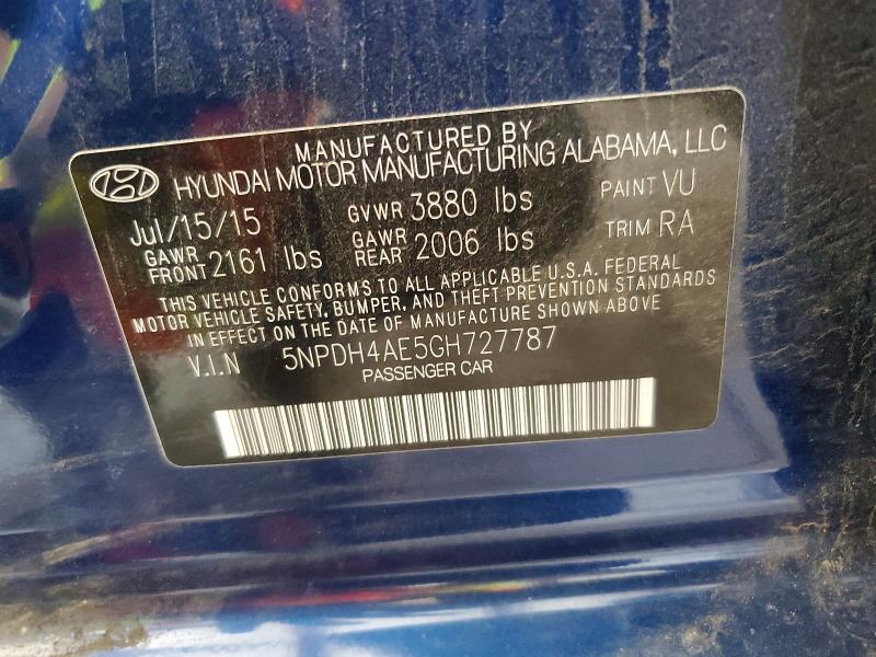 Aukcja sprzedaży 2016 Hyundai Elantra, vin: 5NPDH4AE5GH727787, numer aukcji: 56958006