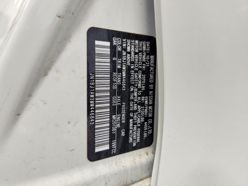 2021 Nissan Rogue Sport მანქანა იყიდება აუქციონზე, vin: JN1BJ1AW3MW446843, აუქციონის ნომერი: 56999136