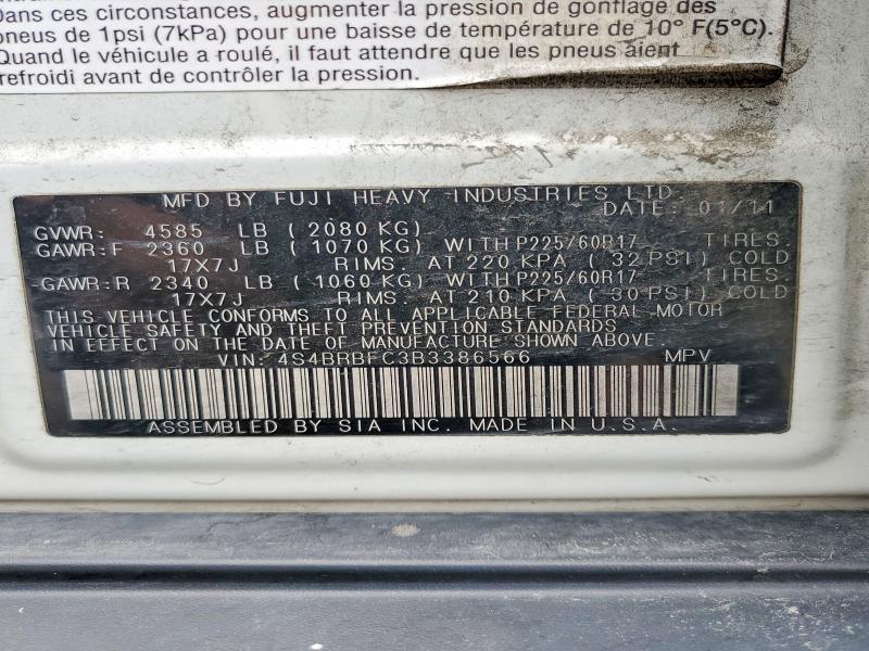 Продажа на аукционе авто 2011 Subaru Outback, vin: 4S4BRBFC3B3386566, номер лота: 58821676