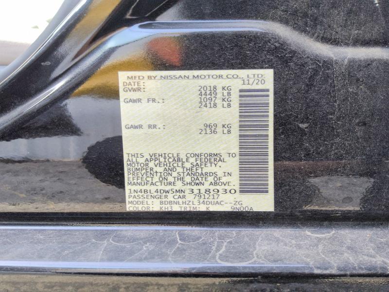 Продаж на аукціоні авто 2021 Nissan Altima, vin: 1N4BL4DW5MN318930, номер лоту: 58490536