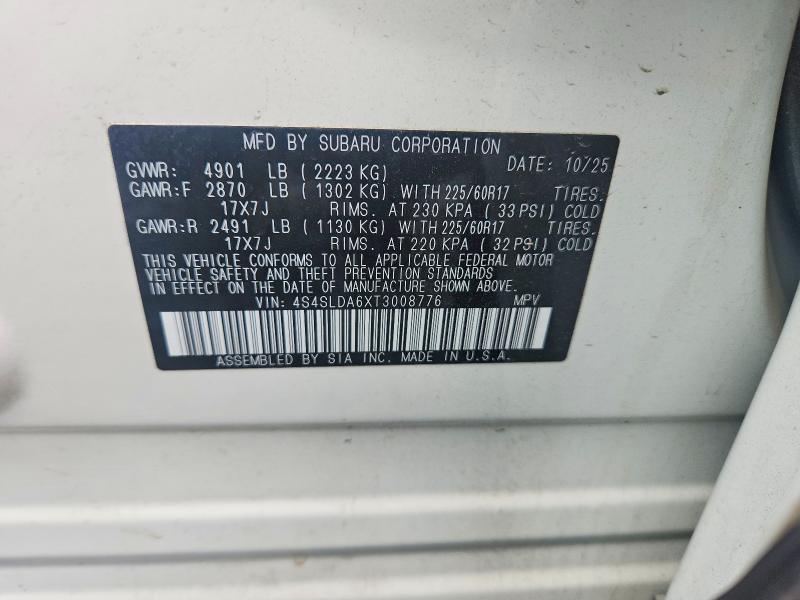 59150486 :رقم المزاد ، 4S4SLDA6XT3008776 vin ، 2026 Subaru Forester مزاد بيع