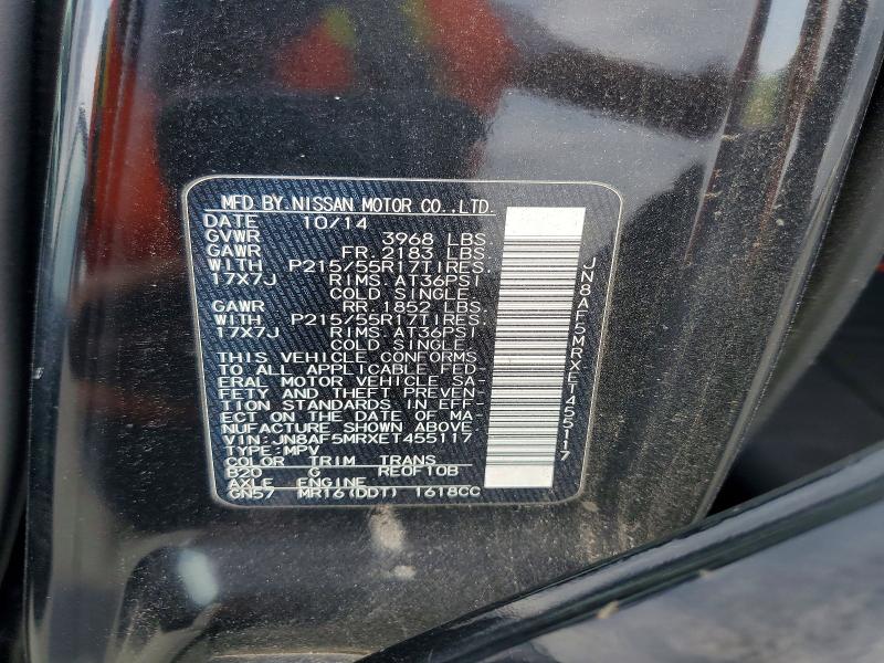 56890086 :رقم المزاد ، JN8AF5MRXET455117 vin ، 2014 Nissan Juke مزاد بيع