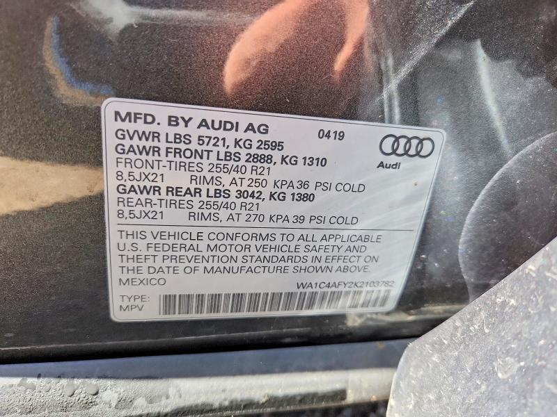 Продажа на аукционе авто 2019 Audi Sq5, vin: WA1C4AFY2K2103782, номер лота: 56645876
