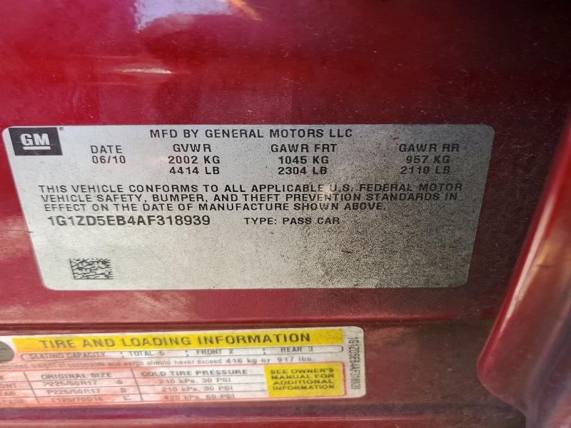 Aukcja sprzedaży 2010 Chevrolet Malibu, vin: 1G1ZD5EB4AF318939, numer aukcji: 58365656