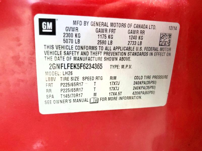 2015 Chevrolet Equinox მანქანა იყიდება აუქციონზე, vin: 2GNFLFEK5F6234365, აუქციონის ნომერი: 57073996