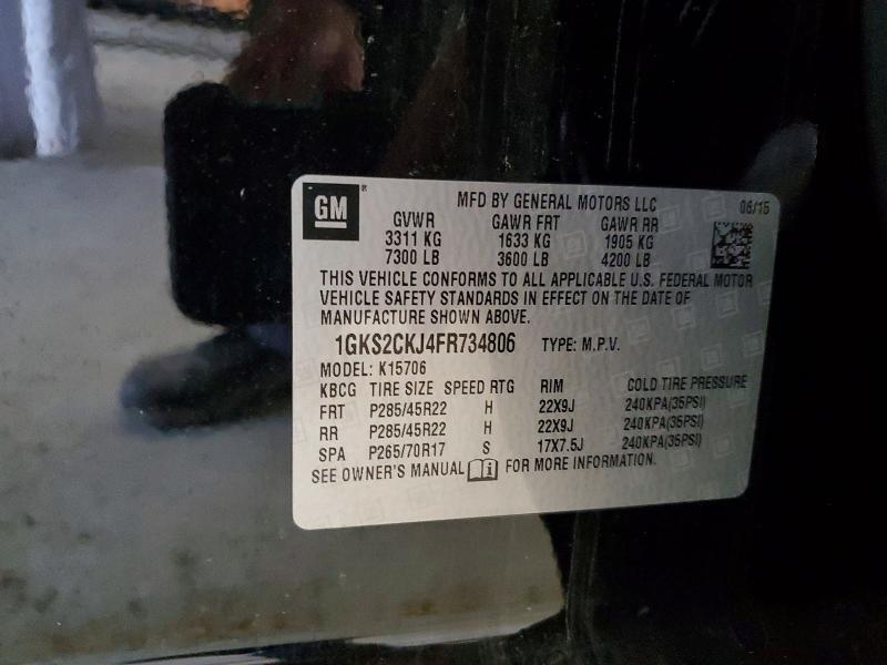 Aukcja sprzedaży 2015 Gmc Yukon, vin: 1GKS2CKJ4FR734806, numer aukcji: 55624606