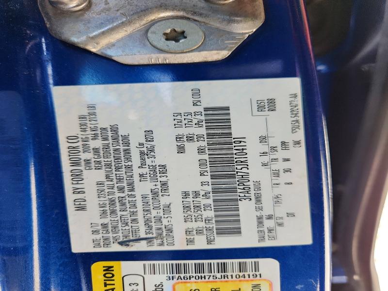 Продажа на аукционе авто 2018 Ford Fusion, vin: 3FA6P0H75JR104191, номер лота: 57882396