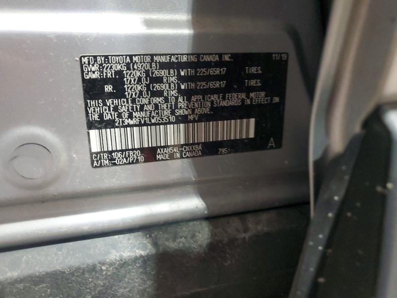 58551666 :رقم المزاد ، 2T3MWRFV1LW053510 vin ، 2020 Toyota Rav4 مزاد بيع