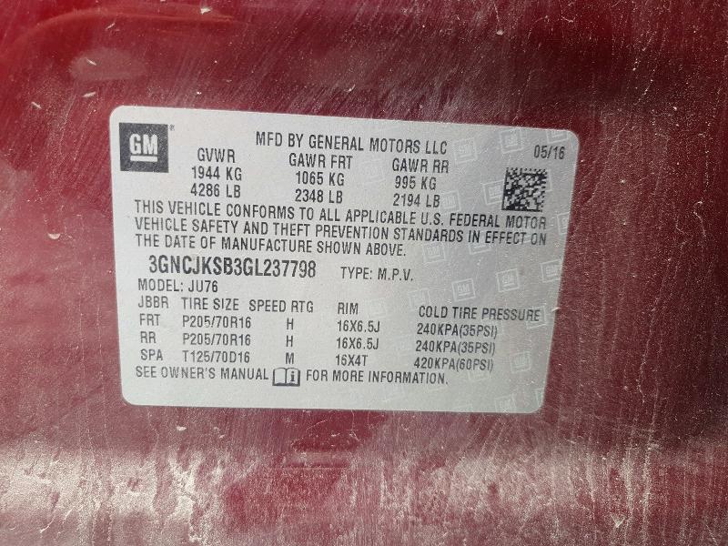 Продаж на аукціоні авто 2016 Chevrolet Trax, vin: 3GNCJKSB3GL237798, номер лоту: 58903036