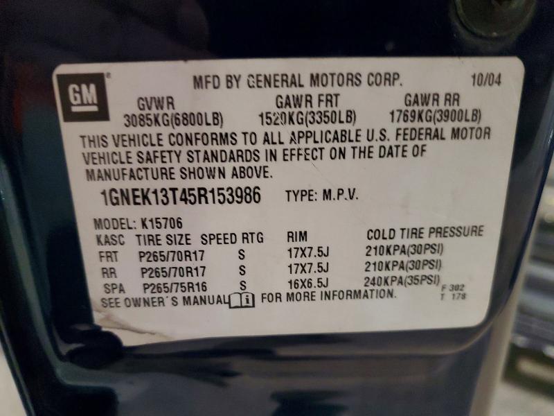 Продаж на аукціоні авто 2005 Chevrolet Tahoe, vin: 1GNEK13T45R153986, номер лоту: 58233966