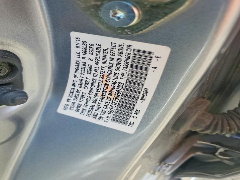 Aukcja sprzedaży 2016 Honda Civic, vin: 19XFC1F75GE007359, numer aukcji: 56996056