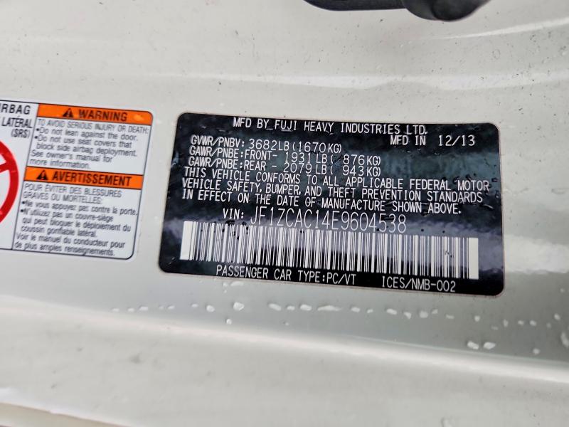 Aukcja sprzedaży 2014 Subaru Brz, vin: JF1ZCAC14E9604538, numer aukcji: 58028186