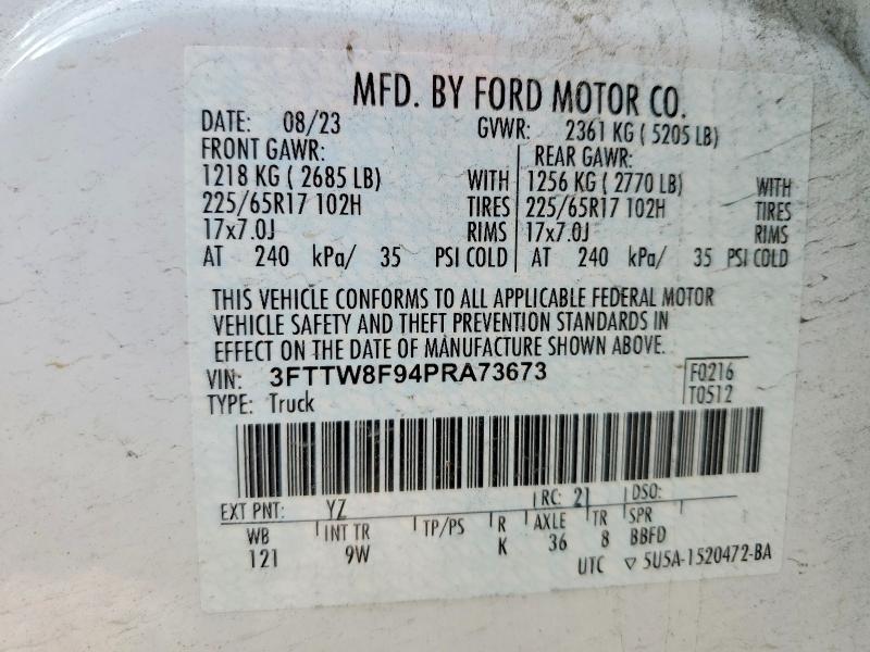 58448746 :رقم المزاد ، 3FTTW8F94PRA73673 vin ، 2023 Ford Maverick مزاد بيع