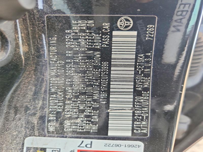 Aukcja sprzedaży 2014 Toyota Camry, vin: 4T1BF1FK0EU753996, numer aukcji: 58241946