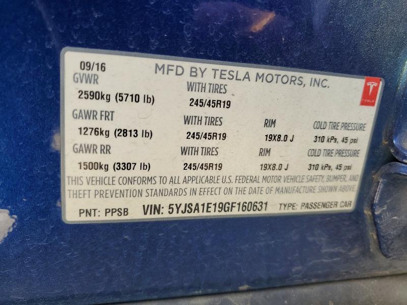 Aukcja sprzedaży 2016 Tesla Model S, vin: 5YJSA1E19GF160631, numer aukcji: 56354446