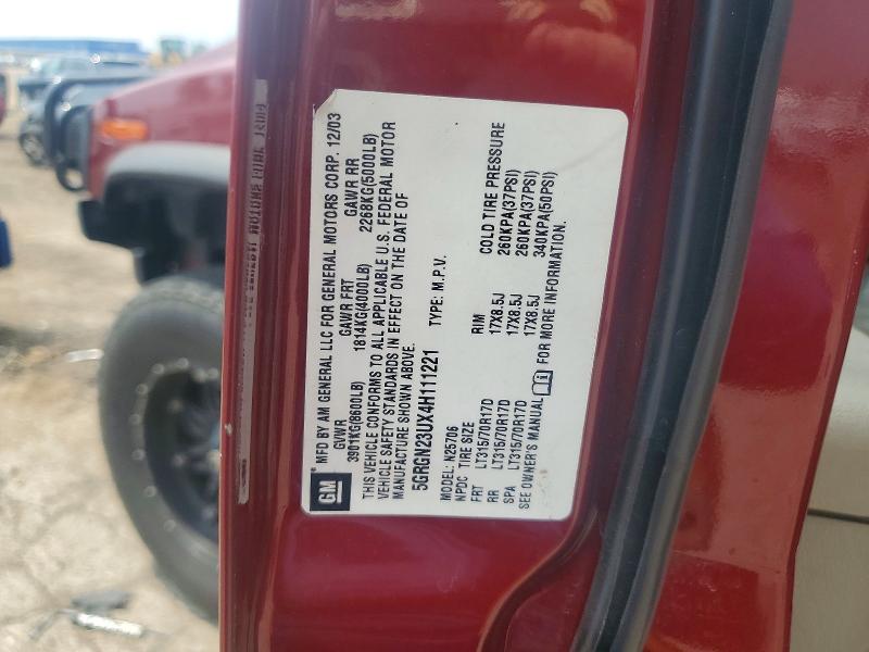 Продажа на аукционе авто 2004 Hummer H2, vin: 5GRGN23UX4H111221, номер лота: 55952736
