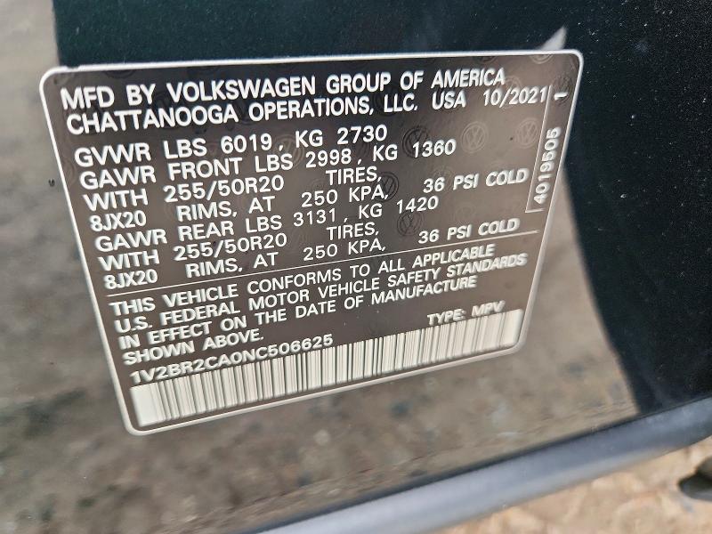Продажа на аукционе авто 2022 Volkswagen Atlas, vin: 1V2BR2CA0NC506625, номер лота: 57033796