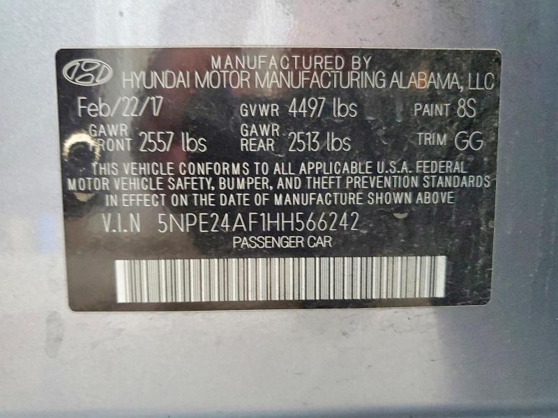 Aukcja sprzedaży 2017 Hyundai Sonata, vin: 5NPE24AF1HH566242, numer aukcji: 56637466