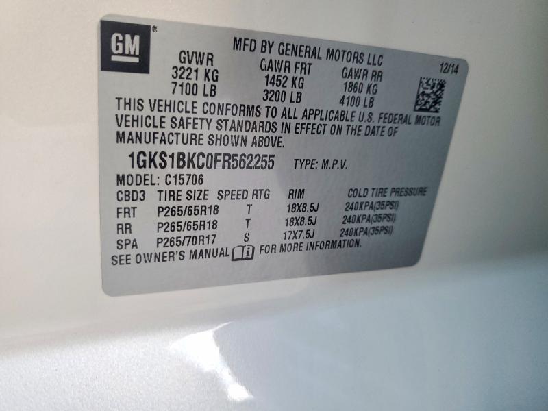 Продажа на аукционе авто 2015 Gmc Yukon, vin: 1GKS1BKC0FR562255, номер лота: 54764586