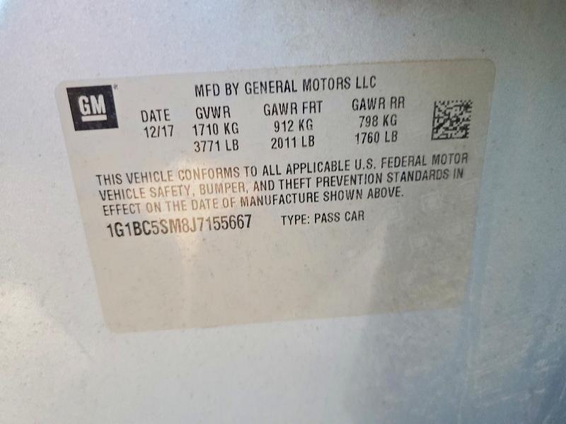 56238916 :رقم المزاد ، 1G1BC5SM8J7155667 vin ، 2018 Chevrolet Cruze مزاد بيع