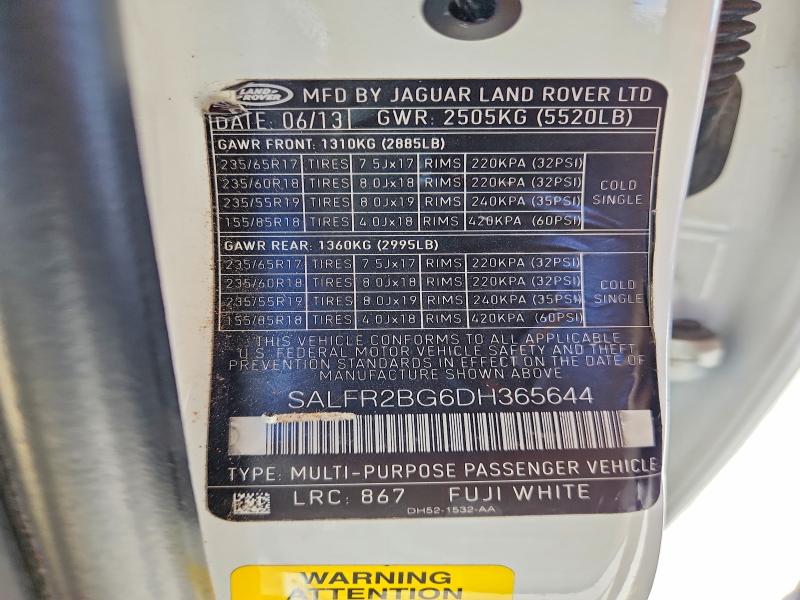 Aukcja sprzedaży 2013 Land Rover Lr2, vin: SALFR2BG6DH365644, numer aukcji: 57711316