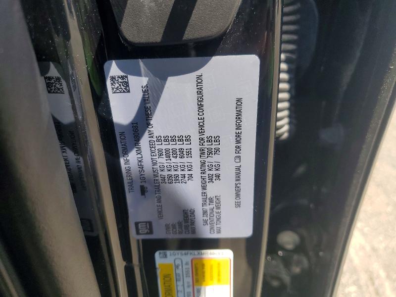 2021 Cadillac Escalade მანქანა იყიდება აუქციონზე, vin: 1GYS4FKLXMR480681, აუქციონის ნომერი: 53269496