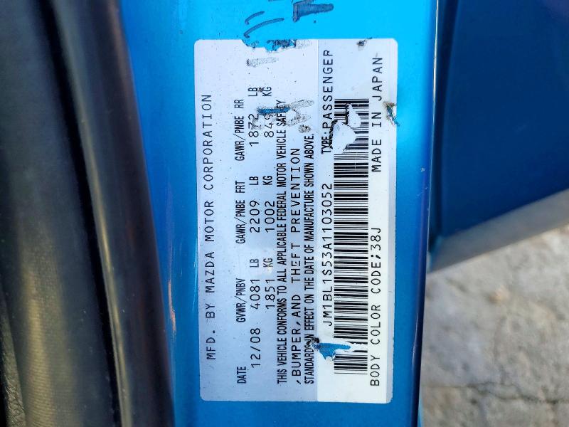 Aukcja sprzedaży 2010 Mazda 3, vin: JM1BL1S53A1103052, numer aukcji: 55439686