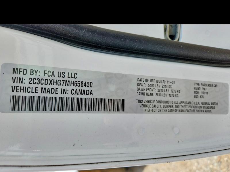 Продаж на аукціоні авто 2021 Dodge Charger, vin: 2C3CDXHG7MH658450, номер лоту: 55562476