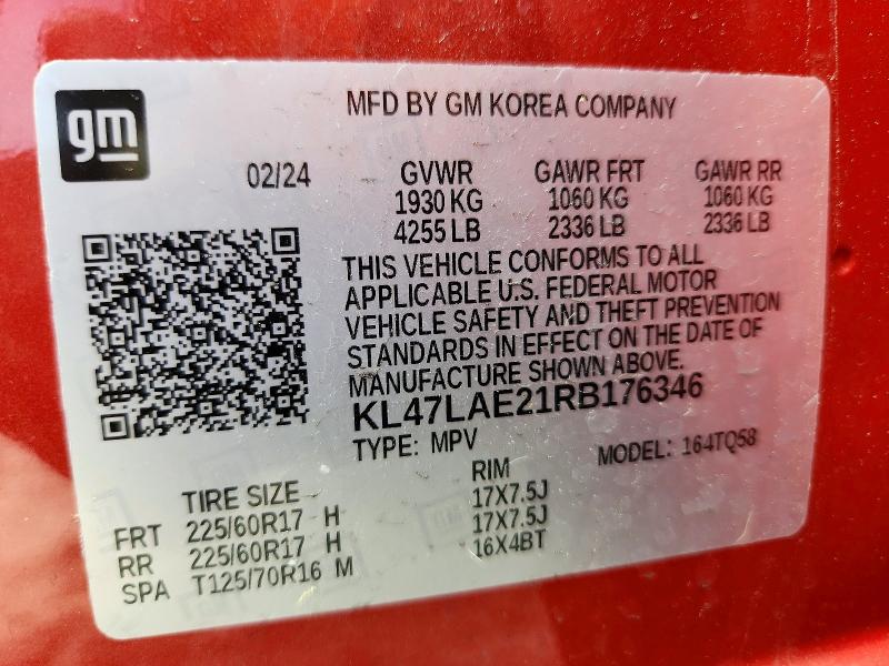 2024 Buick Envista მანქანა იყიდება აუქციონზე, vin: KL47LAE21RB176346, აუქციონის ნომერი: 58733436