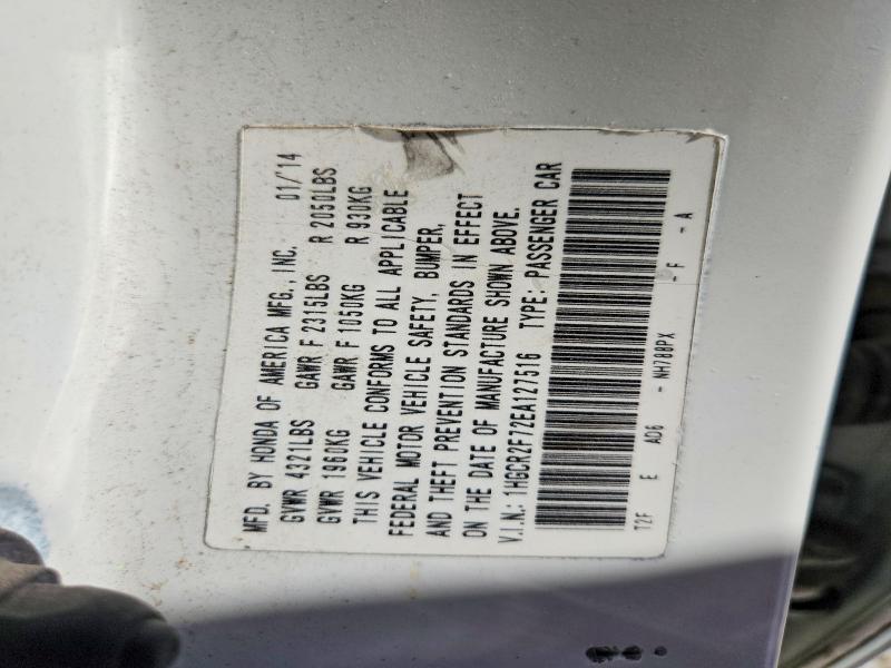 55432406 :رقم المزاد ، 1HGCR2F72EA127516 vin ، 2014 Honda Accord مزاد بيع