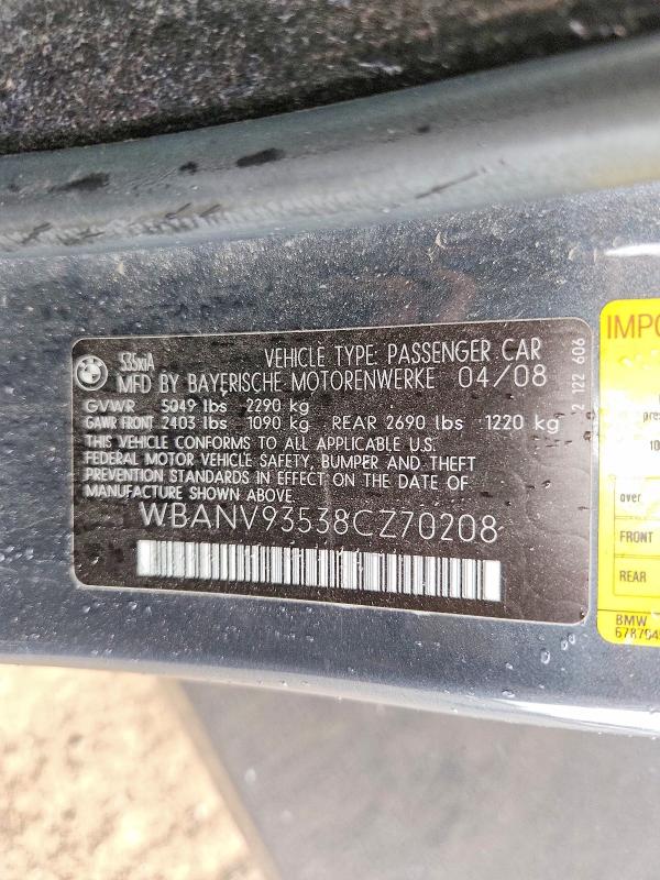 Aukcja sprzedaży 2008 Bmw 535, vin: WBANV93538CZ70208, numer aukcji: 56474046