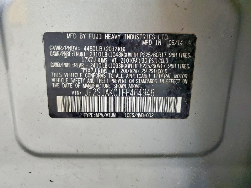 Aukcja sprzedaży 2015 Subaru Forester, vin: JF2SJAKC1FH464946, numer aukcji: 57465336