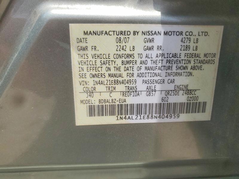Продаж на аукціоні авто 2008 Nissan Altima, vin: 1N4AL21E88N404959, номер лоту: 58687616
