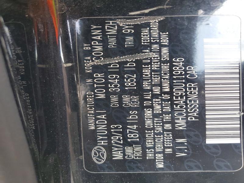 2013 Hyundai Accent მანქანა იყიდება აუქციონზე, vin: KMHCU5AE9DU119846, აუქციონის ნომერი: 58487906