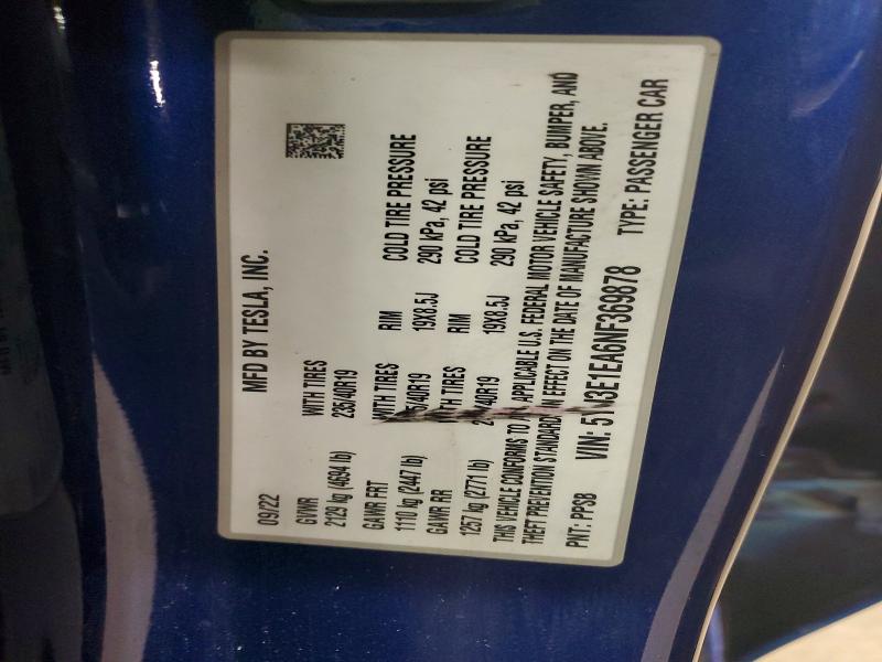 Продаж на аукціоні авто 2022 Tesla Model 3, vin: 5YJ3E1EA6NF369878, номер лоту: 55759616
