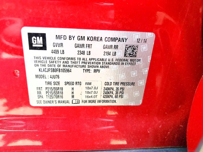 Aukcja sprzedaży 2015 Buick Encore, vin: KL4CJFSB0FB105964, numer aukcji: 55852576