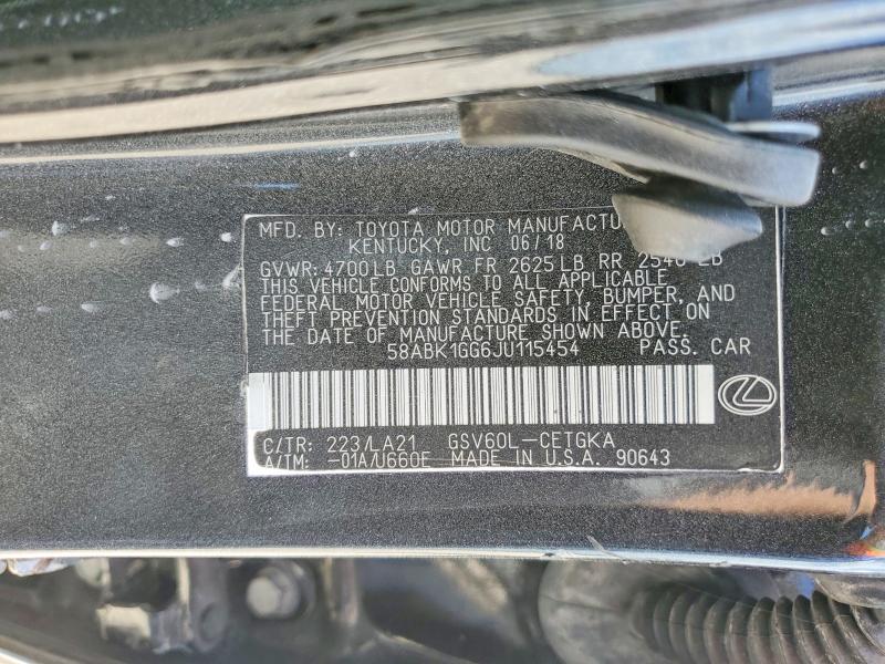 Aukcja sprzedaży 2018 Lexus Es, vin: 58ABK1GG6JU115454, numer aukcji: 57841726